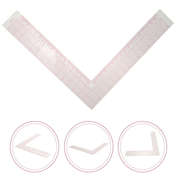 PENIKOKO  1Pcs L Shaped Sewing Ruler Metal Measuring Tool Clear Scale