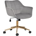thumbnail image 3 of DUHOME Modern Home Office Chair Velvet Desk Chair with Gold Metal Base with Mid Back Cute Ergonomic Computer Desk Chair Task Chair with Arms, Wheels Adjustable Swivel 1PCS (Grey Velvet), 3 of 8