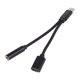 thumbnail image 1 of Adaptador de auriculares tipo C de moda, creativo, 2 en 1, convertidor de carga para auriculares (negro), 1 of 7
