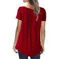 thumbnail image 5 of Qarigey Camiseta de mujer con cuello en V Blusa de manga corta Botón casual Top plisado Prendas para la parte del cuerpo Rojo S Qarigey AP001823-16, 5 of 5