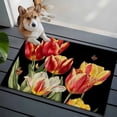 thumbnail image 4 of Rectangle Area Rug 2x3ft, Colorful Tulip Flower on Black Non-Slip Non-Shedding Floor Mat, Watercolor Floral Butterfly Washable Sturdy Carpet for Living Room Bedroom Home Decor, 4 of 9