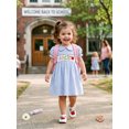 thumbnail image 4 of BemeyourBBs Toddler Baby Girl Back To School Dress Kids Kindergarten Outfits Little Baby Girl Summer Smocked Dress Gingham Plaid Apple Embroidered Short Sleeve Casual A-line Dresses, 4 of 9