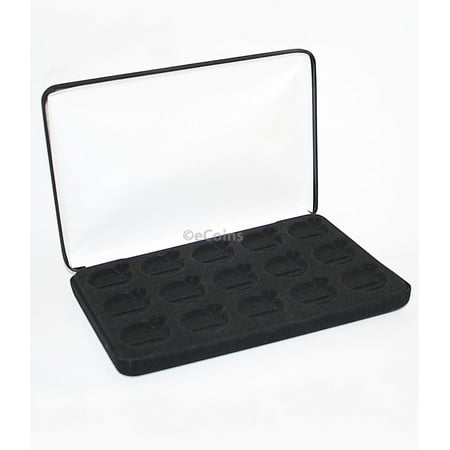 - Black Felt COIN DISPLAY GIFT METAL DELUXE PLUSH BOX holds 15-Half Dollars US JFK