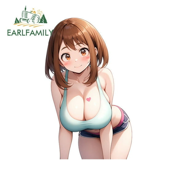 EARLFAMILY 5.1" Cute Ochako Anime Car Stickers Bumper Fuel Tank Cap Vinyl Decals