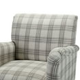 thumbnail image 6 of Modern Armchair, Mid Century Accent Sofa Chair with Sturdy Wood Legs and High Back, Upholstered Fabric Sofa Club Chair with Tartan Pattern for Living Room, Bedroom, Office, Grey, 6 of 8