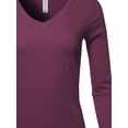 thumbnail image 4 of A2Y Women's Basic Solid Soft Cotton Long Sleeve V-neck Top T-shirt Dark Plum 2XL, 4 of 6