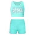 thumbnail image 4 of JanJean Kids Girls Gymnastic Dance Outfit Racerback Crop Top with Shorts Set Sleeveless Yoga Workout Lake Blue 14, 4 of 9