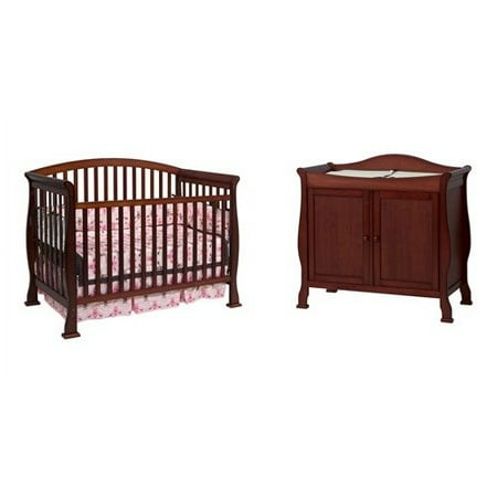 DaVinci Thompson Two Piece Convertible Crib Set with Toddler Rail in Cherry