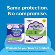 Equate Extra Protection Everyday Panty Liners, Long Length, 108 Count