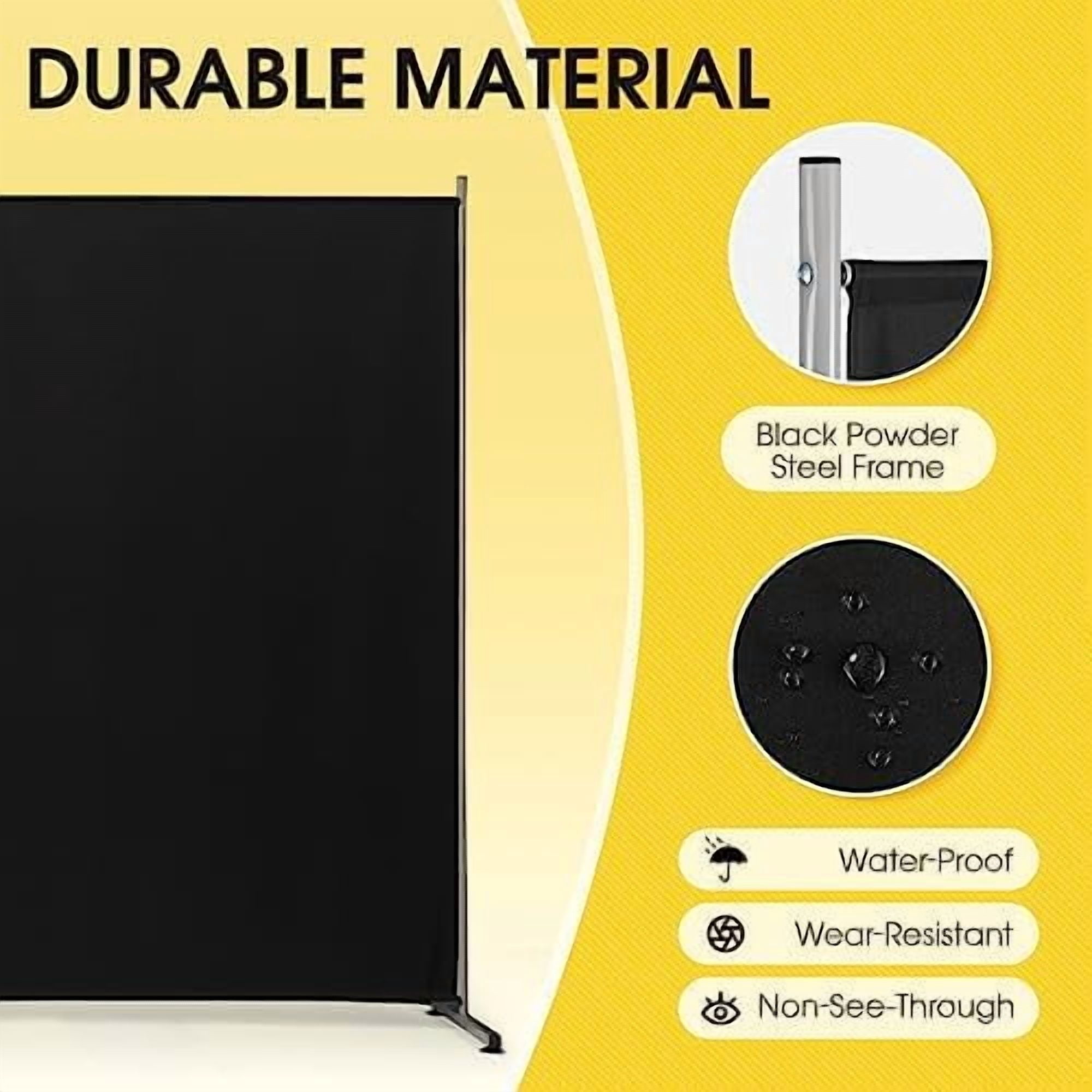 2 Large Panels Room Divider,Portable Office Divider,Convenient Movable,Folding Partition Privacy Screen for Bedroom,Dining Room, Study,142" W x 71" H,Black