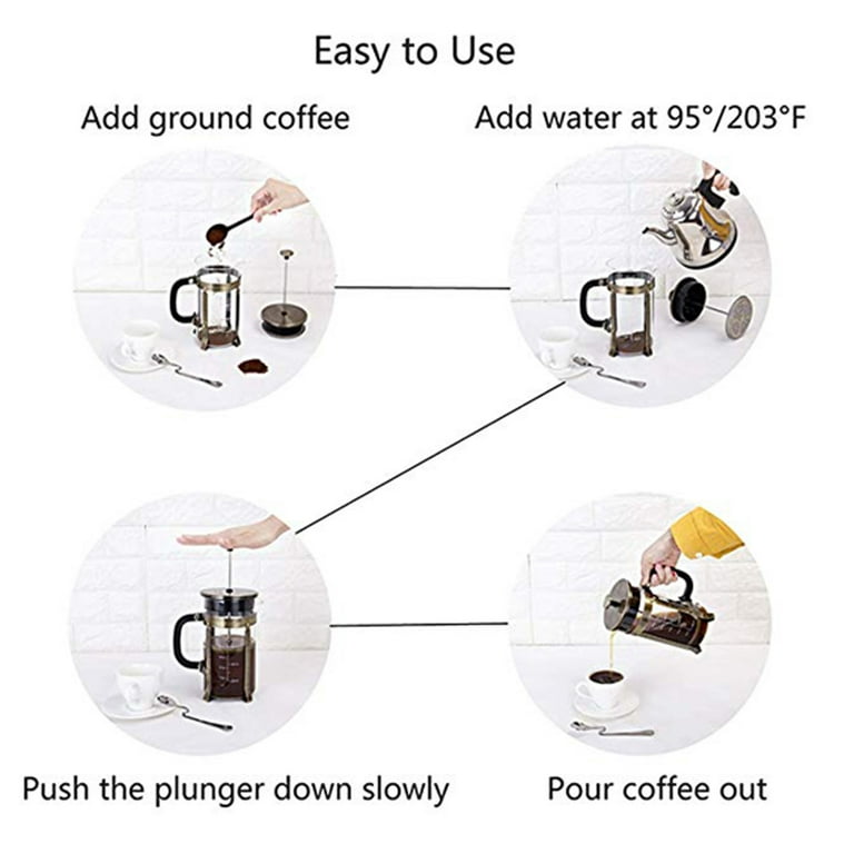 SAYFUT Small Stainless Steel French Press Coffee Maker- 8 cups (34