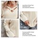 thumbnail image 5 of Suéter De Punto Cruzado Cuello En V Manga Larga Color Puro Suéter Casual De Moda Para Mujer Beige S, 5 of 6