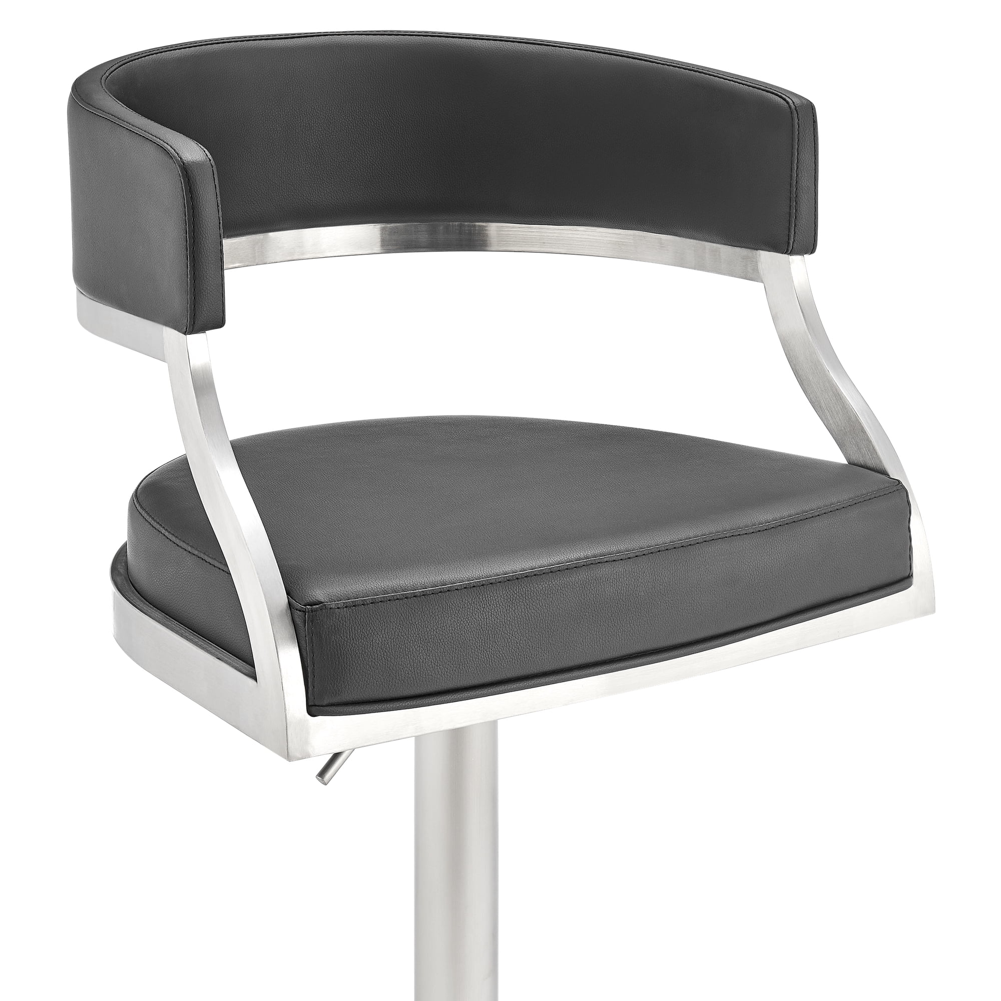 Callie Modern Retro Swivel Metal Adjustable Height Barstool With Faux Leather Seat