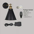 thumbnail image 4 of FSLiving Industrial Antique Style Easy Installation Low-Voltage Safe Led Remote Control Battery Run Cordless Black Vintage Retro Adjustable Angle Wall Sconce Fixture for Reading Dorm - Set of Two, 4 of 8