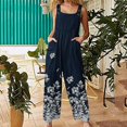 thumbnail image 3 of Aayomet Womens Jumpsuit Women Casual Boho Print Romper Pocket Rompers Long Playsuit Strap Button Jumpsuit Fashion Daily Jumpsuit,Blue L, 3 of 3