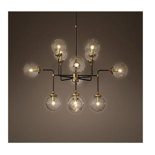 A Touch Of Design 12 Light Clear Glass, Glass Globe Chandelier Black