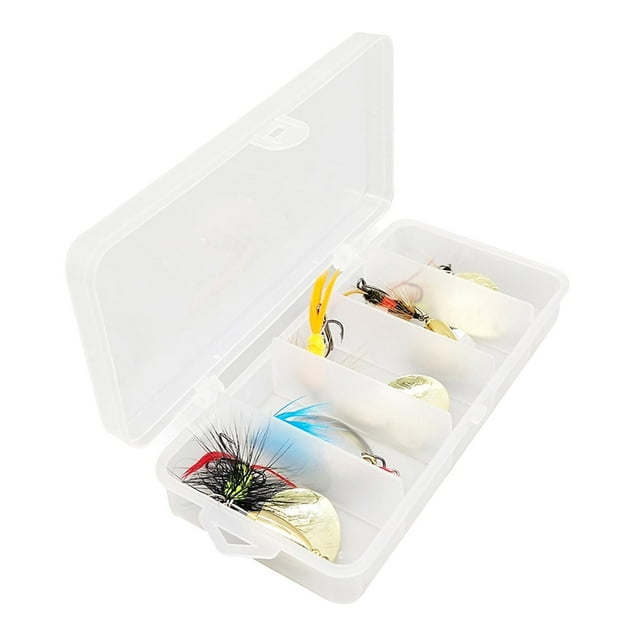 S SERENABLE 5 Pieces Fishing Lures Spinnerbait Portable Hard Metal Spinnerbaits with Box
