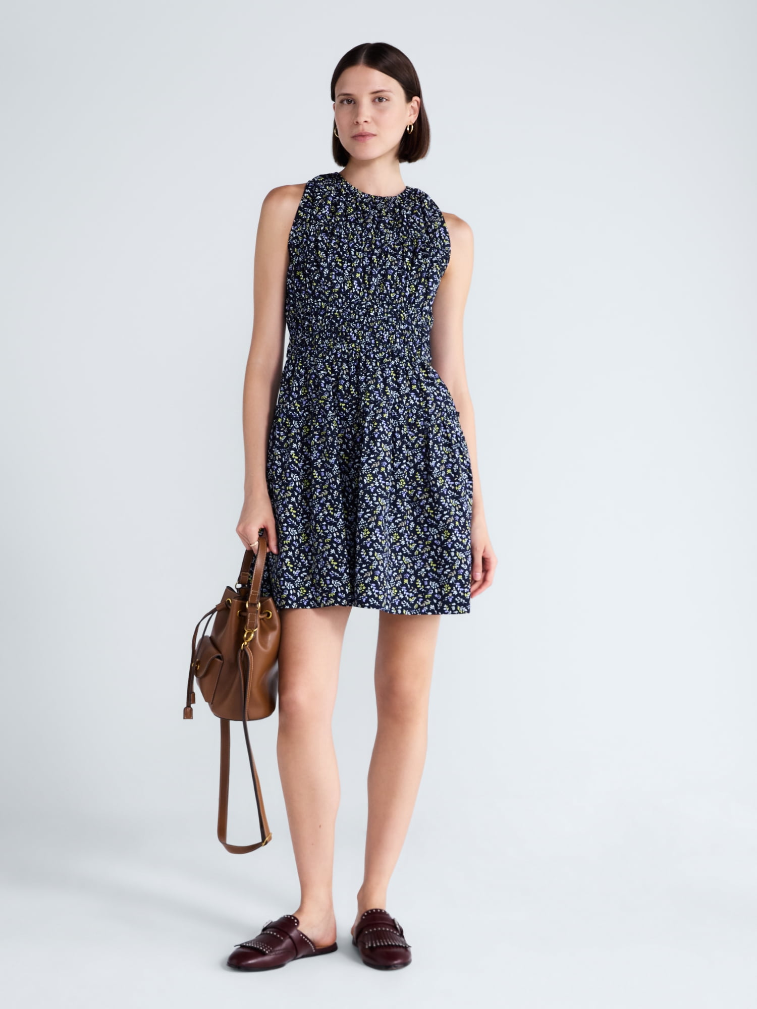 Free Assembly Women's Smocked Sleeveless Cotton Mini Dress, Sizes XS-XXL
