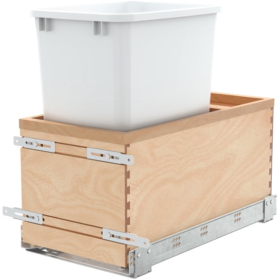 Rev-A-Shelf 4VLWCSC-1535DM-1 Value Line 21-1/2" Wood Bottom Mount 35 Quart / 9 Gallon Pull
