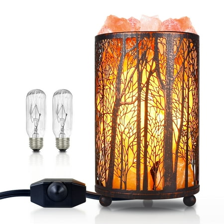 

Salt Lamp Himalayan Salt Lamp Natural Salt Rock Lamp Desk Bedside Table Lamp Night Light in Forest Design Metal Basket with Dimmer Switch Festival Decor