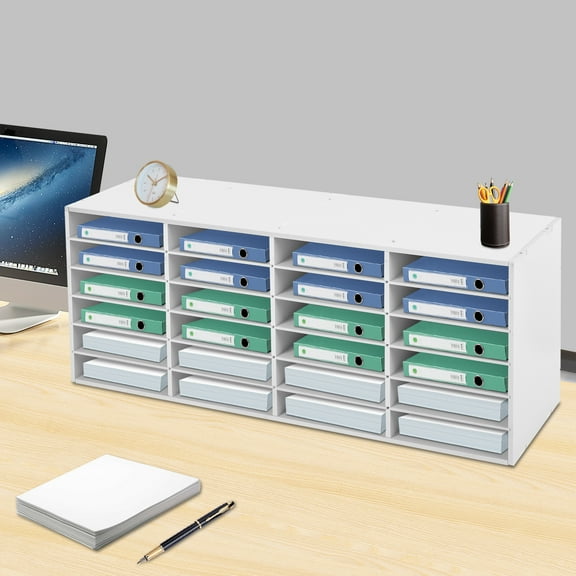 Literature Organizers, 24 Slots 6 Tiers White Paper and Mail Organizer, Office Mailbox Mail Sorter Organizer