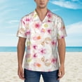 thumbnail image 4 of Watercolor Pink Floral Hawaiian Shirts For Men, Summer Short-Sleeve Relaxed-Fit Button-Down Shirts 3x-Large, 4 of 9