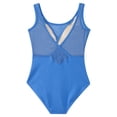 thumbnail image 4 of TiaoBug Kids Girls One Piece Gymnastics Leotards Sheer Mesh Ballet Dance Sleeveless Bodysuit Blue 11-12, 4 of 7