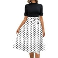thumbnail image 2 of FDGIU Vintage A-Line Skirt - Women's High Waist Pleated Midi Skirt with Pockets (Polka Dot, Rockabilly Style), 2 of 6