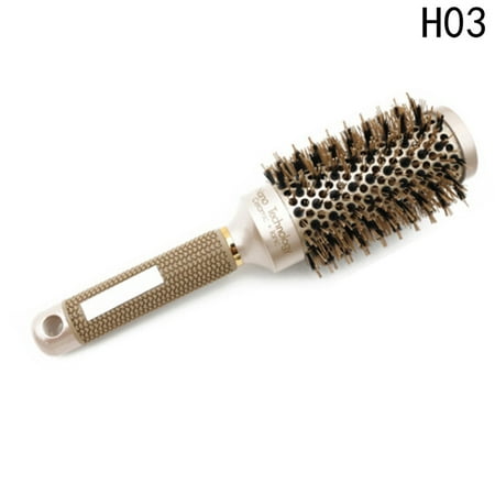 KABOER Professional Ceramic  Ionic Round Barrel Hair Brush w/ Boar Bristle Charm (Best Round Brushes For Frizzy Hair)