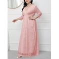 thumbnail image 2 of Eternatastic Womens Maxi Dress Evening Party 2/3 Sleeves Lace Long Dress 3XL Pink, 2 of 5