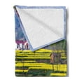 thumbnail image 2 of Yellow Flower Soft Flannel Fleece Blanket, Rural Spring Scenery in Northern Shaanxi China Blossoming Farmland, Cozy Plush for Indoor and Outdoor Use, 50" x 70", Hunter Green Yellow, by Ambesonne, 2 of 5