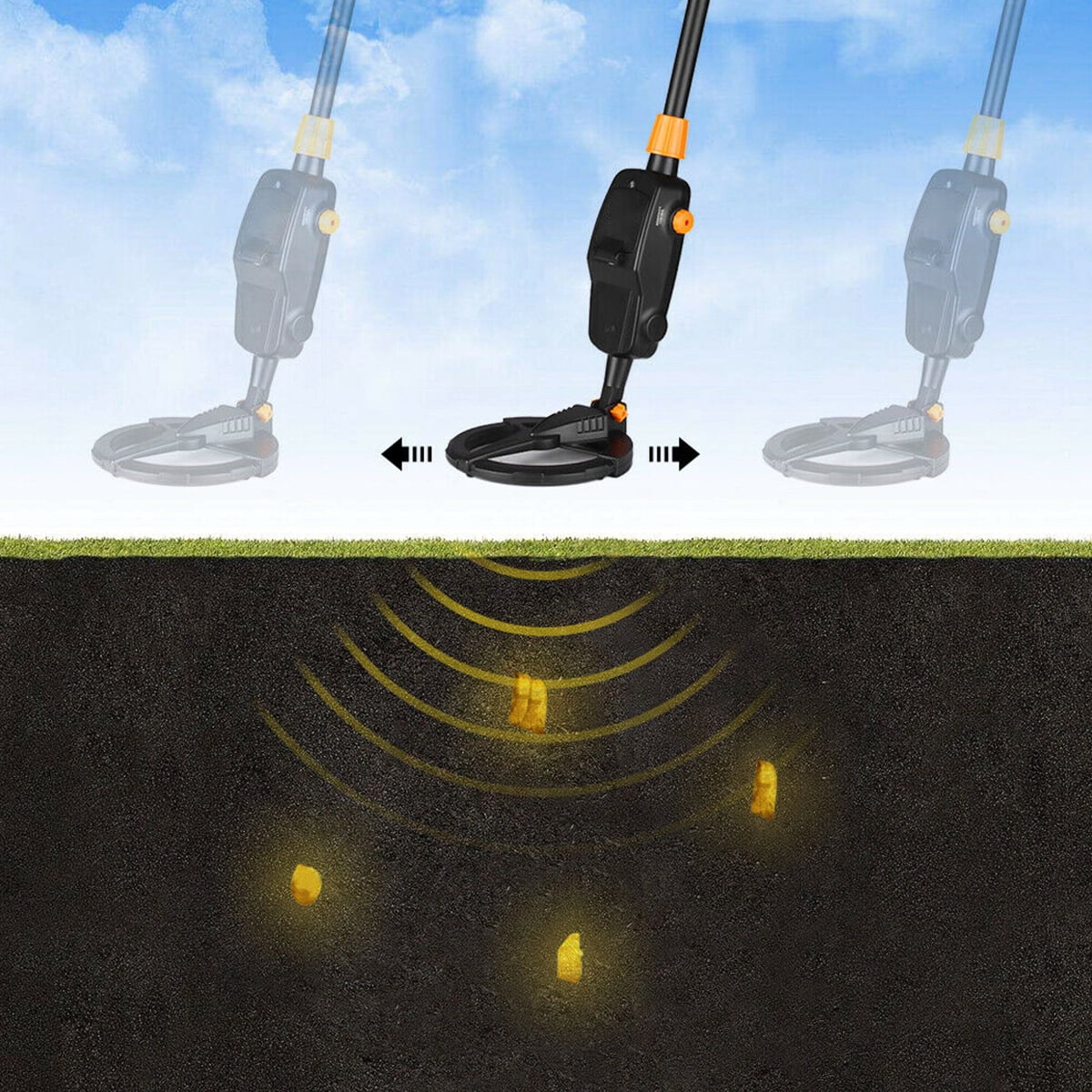 Threns Metal Detector for Kids High Accuracy Adjustable Metal Detector with LCD Display Waterproof Search Coil