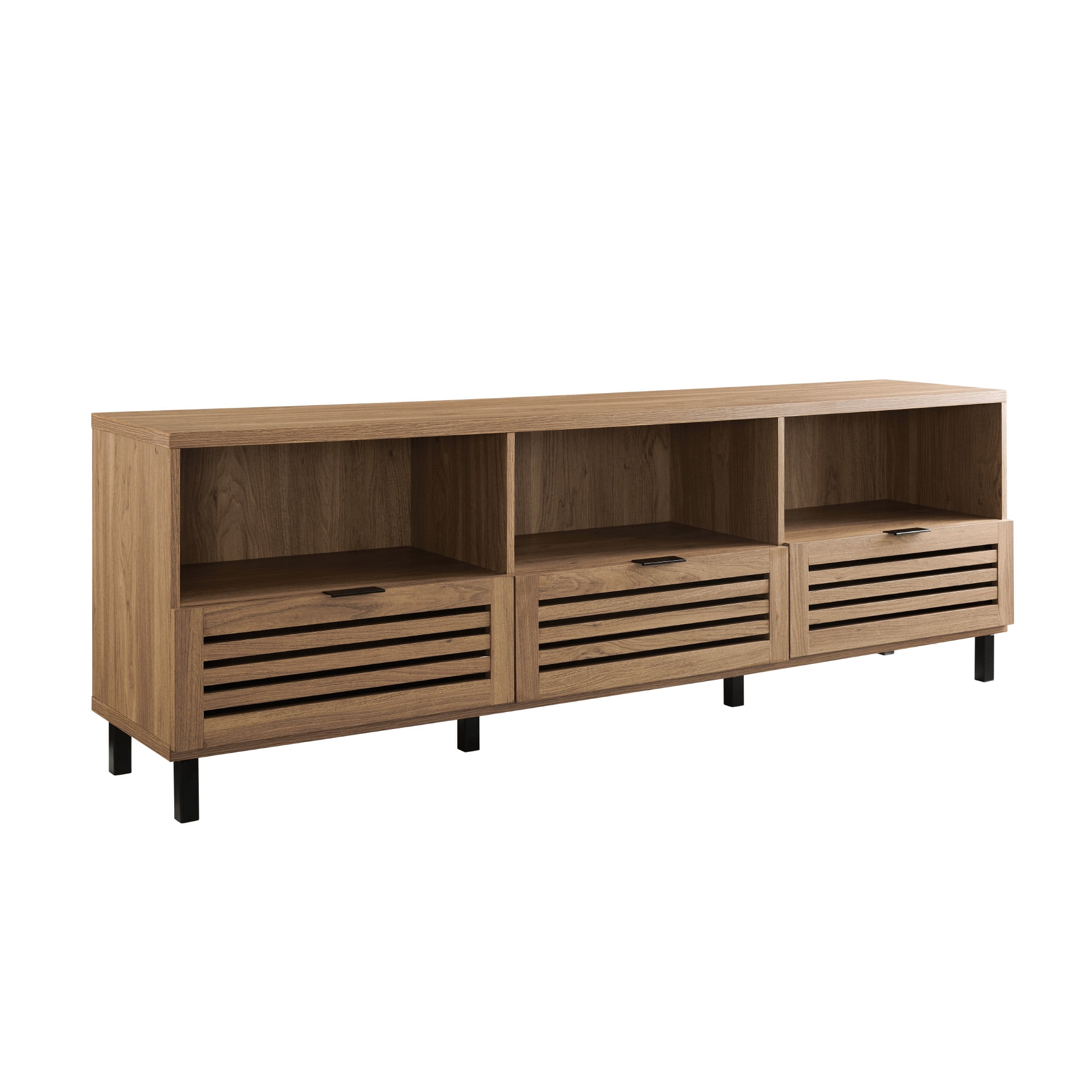 Manor Park Jackson English Oak Modern Slatted 3 - Drawer TV Stand