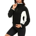 thumbnail image 4 of INSPIRE CHIC Onfers Women Half Zip Crop Sweatshirts Long Sleeve Oversized Pullover Sweaters Workout Fall Outfits with Pockets L Black White, 4 of 5