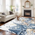thumbnail image 2 of Large Area Rugs for Living Room Bedroom, Blue Eucalyptus Coastal 6'x9' Rug Washable Carpet Runner Indoor Outdoor, Beach Starfish Shell Nautical Non Slip Floor Mats Rug for Kitchen, Playroom, 2 of 8