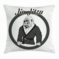 thumbnail image 1 of Jiu Jitsu Throw Pillow Cushion Cover, Wrestler Athlete Gorilla Dressed in Kimono Hand Drawn Style, Decorative Square Accent Pillow Case, 16 X 16 Inches, Charcoal Grey Black and White, by Ambesonne, 1 of 2