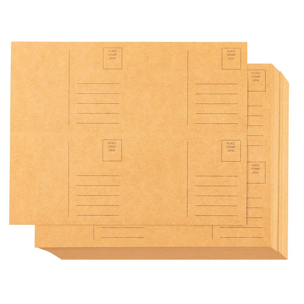 Blank Postcards 100Sheet Kraft Postcards, Self Mailer Mailing Side