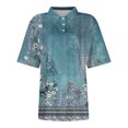 thumbnail image 5 of Jewelreauty Casual Tunic Tops for Women Button Neck Short Sleeve Summer Blouses Tee Shirts, 5 of 5