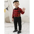 thumbnail image 6 of CARETOO Newborn Boy Clothes 0-18M Infant Boys Suit 4pcs Tuxedo Outfit Shirt Pants Beret Bowtie Sets, 6 of 16