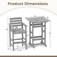 thumbnail image 3 of Costway 3-Piece Patio HDPE Bar Set Armchairs with Square High-Top Table Footrest Backrest Gray, 3 of 10