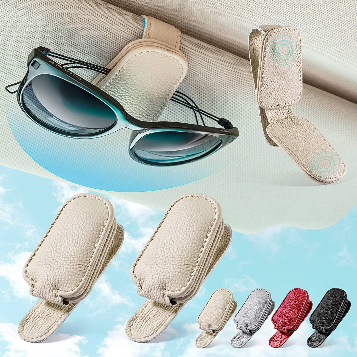 Visor Sunglass Holder for Car 2 Pack, Car Sunglass Holder Clip for Multiple Glasses, Car