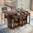 thumbnail image 2 of Rolling Kitchen Island Cabinet with Drawers & Drop Leaf, Storage Cart on Wheels with Arched Glass Doors, Power Outlet & Spice Rack, 2 of 12