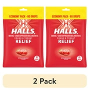 (2 pack) HALLS Relief Strawberry Cough Drops, Economy Pack, 80 Drops