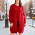 thumbnail image 2 of HCYSFG Womens Longline Cardigan Sweater Open Front Long Sleeve Patch Pockets Loose Fit Textured Knit Casual Everyday Layering Tops, 2 of 7