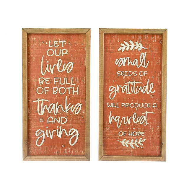 Encadré Gravé Plaque Murale (Récolte / Action De Grâces) (Asstd) - Set of 2