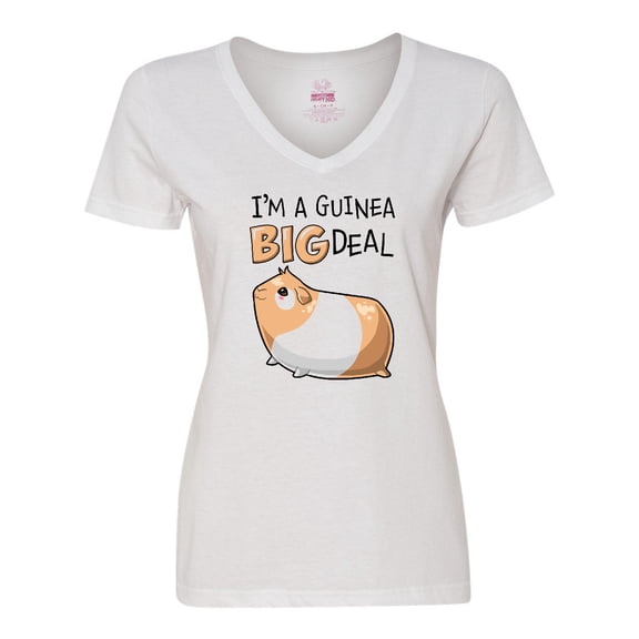Inktastic I'm a Guinea Big Deal with Cute Guinea Pig Women's V-Neck T-Shirt