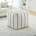 thumbnail image 6 of Modern Pouf Ottoman- White Black Striped Jacquard- 16 Inch Square, 6 of 6