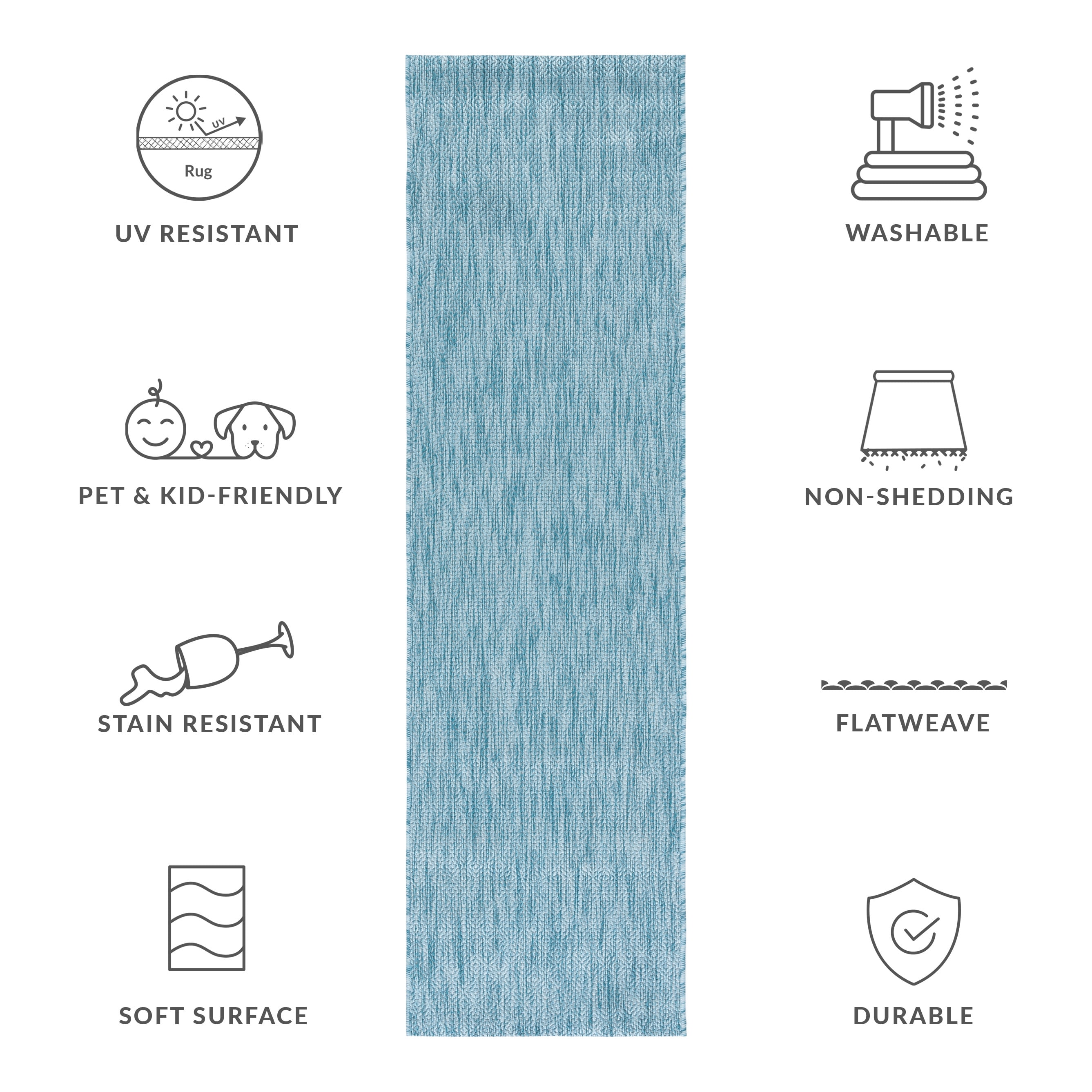 Safavieh Courtyard Mitre Geometric Indoor/Outdoor Runner Rug, Aqua, 2'3" x 16'