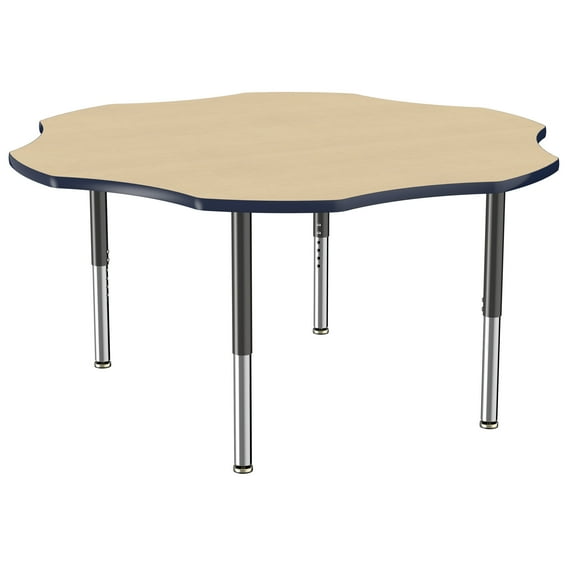 ECR4Kids 60in Flower Everyday T-Mold Adjustable Activity Table Maple/Navy/Black - Super Leg
