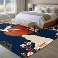 thumbnail image 4 of 5'x7' Area Rugs for Living Room Bedroom, Japanese Style Washable Rug Carpet Runner Indoor Outdoor, Modern Cranes Cherry Flower Wave Navy Blue Non Slip Floor Mats Area Rug for Kitchen, Nursery, 4 of 8